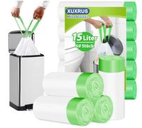 XUXRUS Bolsas de basura de 15 l con cordón, color blanco, 60 unidades