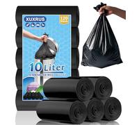 XUXRUS Bolsas de basura negras, 10 litros, resistentes a desgarros, bolsas de basura pequeñas, opacas para baño (120 unidades)