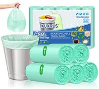 XUXRUS - Bolsas de basura orgánicas (15 L, 100 unidades, almidón de maíz, material reciclado, para cocina, baño, salón, verde claro, 4GAL/15 L, 100 unidades)