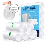 XUXRUS Bolsas de basura pequeñas de 15 litros, 200 unidades de bolsas de basura de plástico transparente para papelera de basura para baños, dormitorio, oficina, apto para, transparente