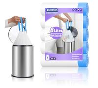 XUXRUS Bolsas de basura pequeñas de 8 l, resistentes a desgarros, con cordón, color blanco, 90 unidades