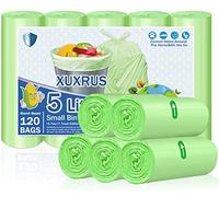 XUXRUS Bolsas de basura pequeñas de plástico de 5 a 6 litros para baño, cocina, dormitorio, oficina de mascotas, 120 unidades, color verde