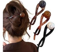 Xuxuejing Elegante pasador de pelo francés de perlas para mujeres y niñas, pasador antideslizante y pinza con diseño de doble garra