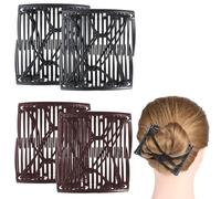 Xuxuejing Peine elástico para el cabello, 4 piezas, ajustable, sin arrugas, doble peineta para el cabello, accesorios para mujer, pinzas planas para el cabello, herramientas de peinado, cepillo de