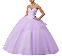 XUYUDITA Lace Appliques Ball Gown Vestido de Fiesta de Noche Beading Sequined Quinceanera Vestidos de Largo Ligero Morado-40