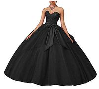 XUYUDITA Lace Appliques Ball Gown Vestido de Fiesta de Noche Beading Sequined Quinceanera Vestidos de Largo Negro-40
