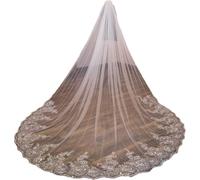 Xuyudita Velo de novia de 1 nivel largo para mujer con peine de metal, Marfil estilo 1, 3 M(118 inch)