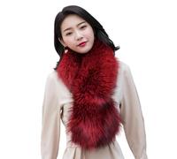 XUYUZUAU Bufandas de Invierno para Mujer Niñas Piel Auténtica de Zorro Bufanda Calentador de Cuello Moda Boda Fiesta (Rojo Vino)