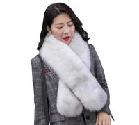 XUYUZUAU Bufandas de Invierno para Mujer Niñas Piel Auténtica de Zorro Bufanda Calentador de Cuello Moda Boda Fiesta (Blanco Natural)