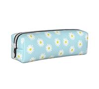 XUZHANG Linda Margarita Flor Florales Azul, Estuche para lápices Estuche para lápices Estuche para lápices de Cuero portátil con Estuche para cosméticos con Cremallera