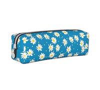 XUZHANG Linda Margarita Flor Florales Azul, Estuche para lápices Estuche para lápices Estuche para lápices de Cuero portátil con Estuche para cosméticos con Cremallera