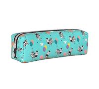 XUZHANG Lindo Animal del patrón de Cebra, Estuche para lápices Estuche para lápices Estuche para lápices de Cuero portátil con Estuche para cosméticos con Cremallera