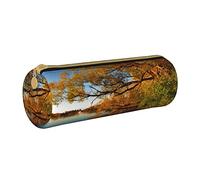 XUZHANG Patrón de Lago en otoño, Estuche para lápices Estuche para lápices cilíndrico Estuche para lápices de Cuero portátil con Estuche para cosméticos con Cremallera