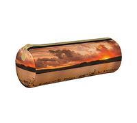 XUZHANG Patrón de Patos del Lago de Las Puestas de Sol, Estuche para lápices Estuche para lápices cilíndrico Estuche para lápices de Cuero portátil con Estuche para cosméticos con Cremallera