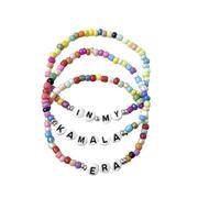 xuzhiyuan Juego de 3 pulseras hechas a mano de Kamala Harris con cuentas de semillas de Kamala Harris, pulsera de mercancía de Kamala Harris, campaña de voto del presidente para partidarios de Harris