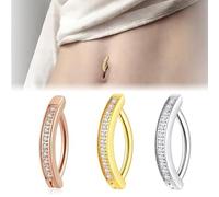 XUZOPIM 3 Piezas Piercing Ombligo 14G Para Mujer, Perforación Del Ombligo Con Diamantes, Anillos Para Ombligo Plata De Ley 925, Anillos Para Ombligo Cz, Piercing Ombligo Con Curvatura Inversa Simple