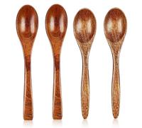 XUZOPIM 4 Pieza Cucharas De Madera Natural Pequeñas Cucharas De Madera Madera Té Cucharas Sopa Cucharas De Madera Para Café Miel Chocolate Caliente Accesorios De Cocina