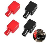 XUZOPIM 4 Piezas Tapa De Goma Para Bornes De Batería, Tapa Para Bornes De Batería, Tapa Para Bornes Positivo Y Negativo De Batería, Tapa Aislante Para Bornes De Batería De Coche, Camión, E-Bike
