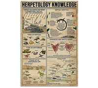 XVBCDFG Carteles de conocimiento de herpetología, guía de herpetología, letreros de metal, educación de ciencia animal, decoración del hogar, decoración de habitación, decoración de pared, placa de