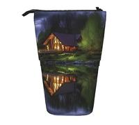 XVBCDFG Chalet by The Lake - Estuche de pie para lápices, bonito estuche telescópico para artículos de papelería, bolsa de maquillaje y cosméticos para mujer, ver imagen, Talla única, Estuche para