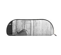 XVBCDFG Estuche de lápices impreso con imágenes de guitarra en madera vieja, estuche de pie para lápices, estuche pequeño para lápices, organizador de papelería, bolsa de maquillaje con cierre de