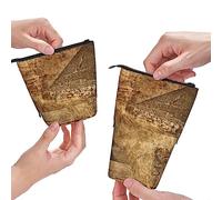 XVBCDFG Estuche para lápices con estampado de pirámide egipcia vintage, estuche para lápices de pie, bolsa telescópica para bolígrafos, bolsa de lápices de pie con cremallera, ver imagen, Talla única,