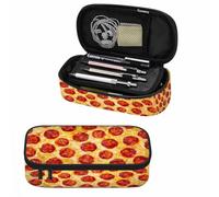 XVBCDFG Estuche para lápices, diseño de panda rojo, luna, nube, estrellas, azul noche, bolsa para lápices, marcadores, organizador para empleados de oficina, Pizza de queso, Talla única, Estuche para