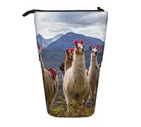 XVBCDFG Llamas in The Andes Estuche de lápices impreso Stand Up Pencil Pouch Telescopic Pencil Holder Case Stationery Organizer Makeup Bag with Zipper Closure, ver imagen, Talla única, Estuche para