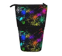 XVBCDFG Rainbow of Neon Paint Splatters - Estuche telescópico para bolígrafos, papelería, oficina, cosméticos, ver imagen, Talla única, Mochila escolar