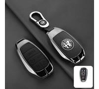 XVBFSC Estuche Llaves Coche para Alfa Romeo Giulia Stelvio Giulietta 159 147 156 166 GT Tonale, Portátil Funda Llave Auto Bolsa Llavero Coche Portallaves Porta Chaves,Black-2