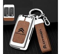 XVBFSC Estuche Llaves Coche para Citroen Ds7 DS 7 Crossback 2018 2020 2021 2022 2023 2024, Portátil Funda Llave Auto Bolsa Llavero Coche Portallaves Porta Chaves,Silver Brown-A