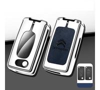 XVBFSC Estuche Llaves Coche para Citroen Ds7 DS 7 Crossback 2018 2020 2021 2022 2023 2024, Portátil Funda Llave Auto Bolsa Llavero Coche Portallaves Porta Chaves,Silver Blue-C
