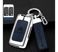 XVBFSC Estuche Llaves Coche para Citroen Jumpy II 2012-2015, Portátil Funda Llave Auto Bolsa Llavero Coche Portallaves Porta Chaves,Silver Blue-A