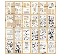 Xvbhaq 24 plantillas para pintar reutilizables, plantillas de parábolas, diario de matemáticas, álbum de recortes, tarjetas de regalo, álbum de fotos, plantillas de papel, plantillas de decoración de