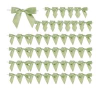 Xvbhaq 50 lazos de cinta verde, lazos decorativos, pequeños arcos de bricolaje, lazos decorativos hechos a mano, envoltura de regalo, decoración de pasteles, artesanías