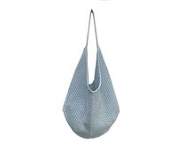 XVDRFSD Bolso Paja Mujer Bolso de mano de verano de gran capacidad con tejido perezoso for una sola persona, bolso de playa, bolso de algodón estilo Dumpling Ape(Blue)