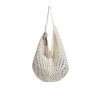 XVDRFSD Bolso Paja Mujer Bolso de mano de verano de gran capacidad con tejido perezoso for una sola persona, bolso de playa, bolso de algodón estilo Dumpling Ape(White)