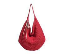 XVDRFSD Bolso Paja Mujer Bolso de mano de verano de gran capacidad con tejido perezoso for una sola persona, bolso de playa, bolso de algodón estilo Dumpling Ape(Red)