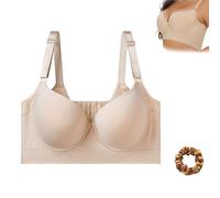 XVFCH Back Smoothing Push-Up Bra,Back Smoothing Push Up Bra,Full Coverage Full Support Non-Slip Bras for Women Plus Size (48/110C,Beige)