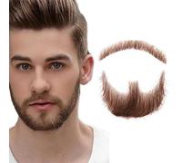 XVHOAB Barba falsa cabello humano barba realista bigote falso invisible cabello facial encaje para hombres vestiendo halloween cosplay fiesta marrón marrón