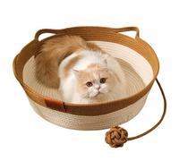 XVHOAB Cat Basket, Cute Comfort Cotton Rope Cat Bed with Ear Handle & Toy Tail, Large Washable Pet Supplies for Weight Under 7.5kgCat Basket