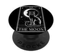 XVII The Moon Carta Tarot Gato Luna Místico Astrología PopSockets PopGrip Adhesivo