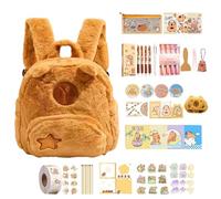 Xvilmaun Bolso Capibara | Kit De Material Escolar Completo,Mochila de Peluche de Animal | Para Niñas Infantil Camping Cumpleaños Viaje Excursión Escuela Picnic Deporte Y Actividades