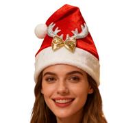 Xvilmaun Gorros Navideños Para Mujer | Sombrero Suave De Fiesta Con Cuernos De Reno | Gorro De Felpa Navideño Para Hombre,Unisex Para Mujeres Hombres Niños Niñas Jóvenes Cumpleaños Navidad Año Nuevo