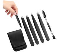 Xvilmaun Kit De Pinzas | Recortador De Precisión Con Punta Inclinada E Puntiaguda | 5 Pinzas Para Depilación Facial | Para Pestañas, Encarnado, Hogar, Uso Diario, Salón, Viaje Y Maquillaje