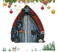 Xvilmaun Puerta de gnomo de Hadas,Puerta de jardín de Hadas de Madera,Puerta de árbol de jardín al Aire Libre en Miniatura de Madera - Decoración Artesanal de diseño Compacto para césped, Patio,