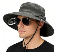 Xvilmaun Sombrero dor de ala Ancha - Gorros de ala Ancha con Ventiladores Integrados - Sombrero Tipo Cubo de con Ventilador,para Acampada al Aire Libre, Viajes, Vacaciones de Verano