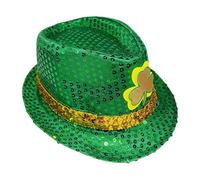 Xvilmaun Sombrero Verde de Trébol | Decoraciones De Fiesta Con Lentejuelas Elegantes - Sombrero de Copa con Trébol Dorado,para Mujeres Adultos Niños Fiestas Desfiles Carnaval Disfraces