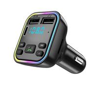 Xvilmaun Transmisor FM para Reproductor MP3 de Coche,Reproductor de MP3 inalámbrico con Luces de Colores con Cargador USB Doble Tipo C PD 20W y QC 3.0 | Transmisor FM de Llamadas Manos Libres con