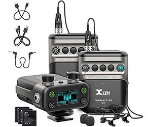 Xvive U5T2 Sistema Inalámbrico para Cámara DSLR con 2 transmisores y 2 micrófonos de Tipo Solapa/lavalier